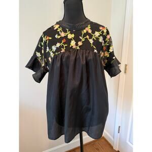 Jeykay Black Floral Embroidered Blouse